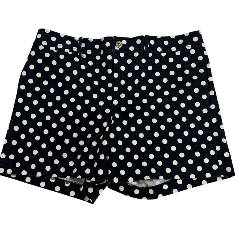 Lauren Ralph Lauren Polka Dot Shorts Black White Cotton Stretch Size 10